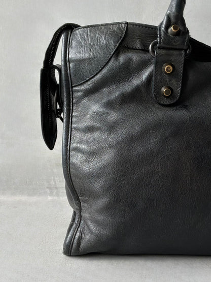 Balenciaga Classic City Black on Brass Lambskin Bag