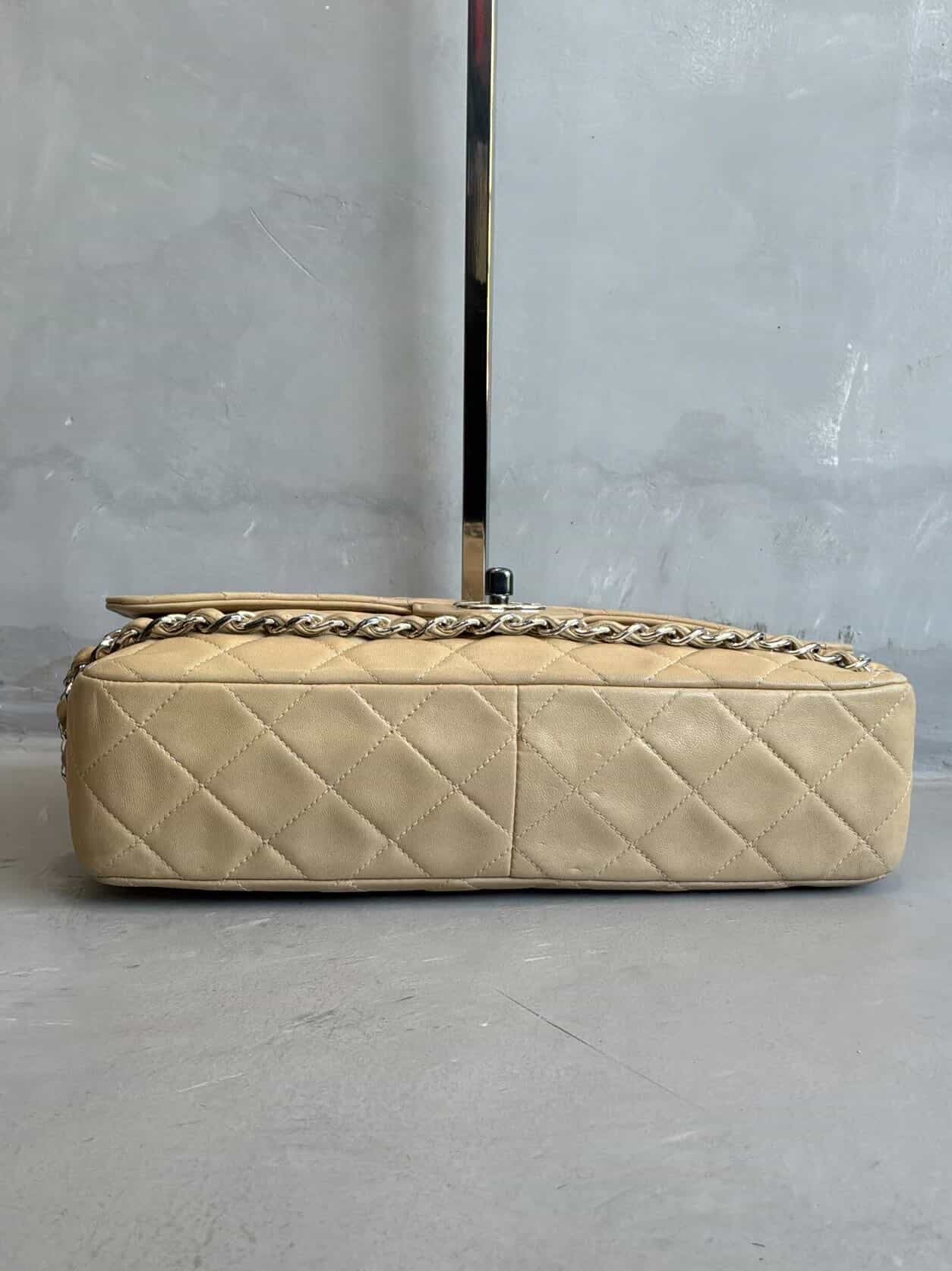 Chanel Classic Medium Single Flap Beige Crossbody Bag