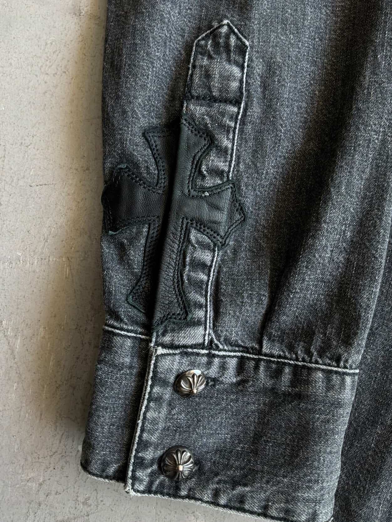 Chrome Hearts Selvedge Denim Workdog Cross Patch Shirt