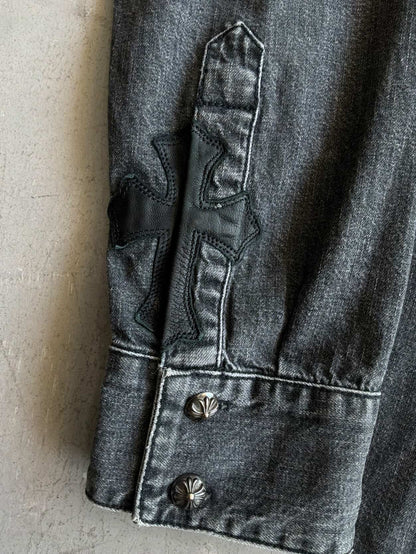 Chrome Hearts Selvedge Denim Workdog Cross Patch Shirt