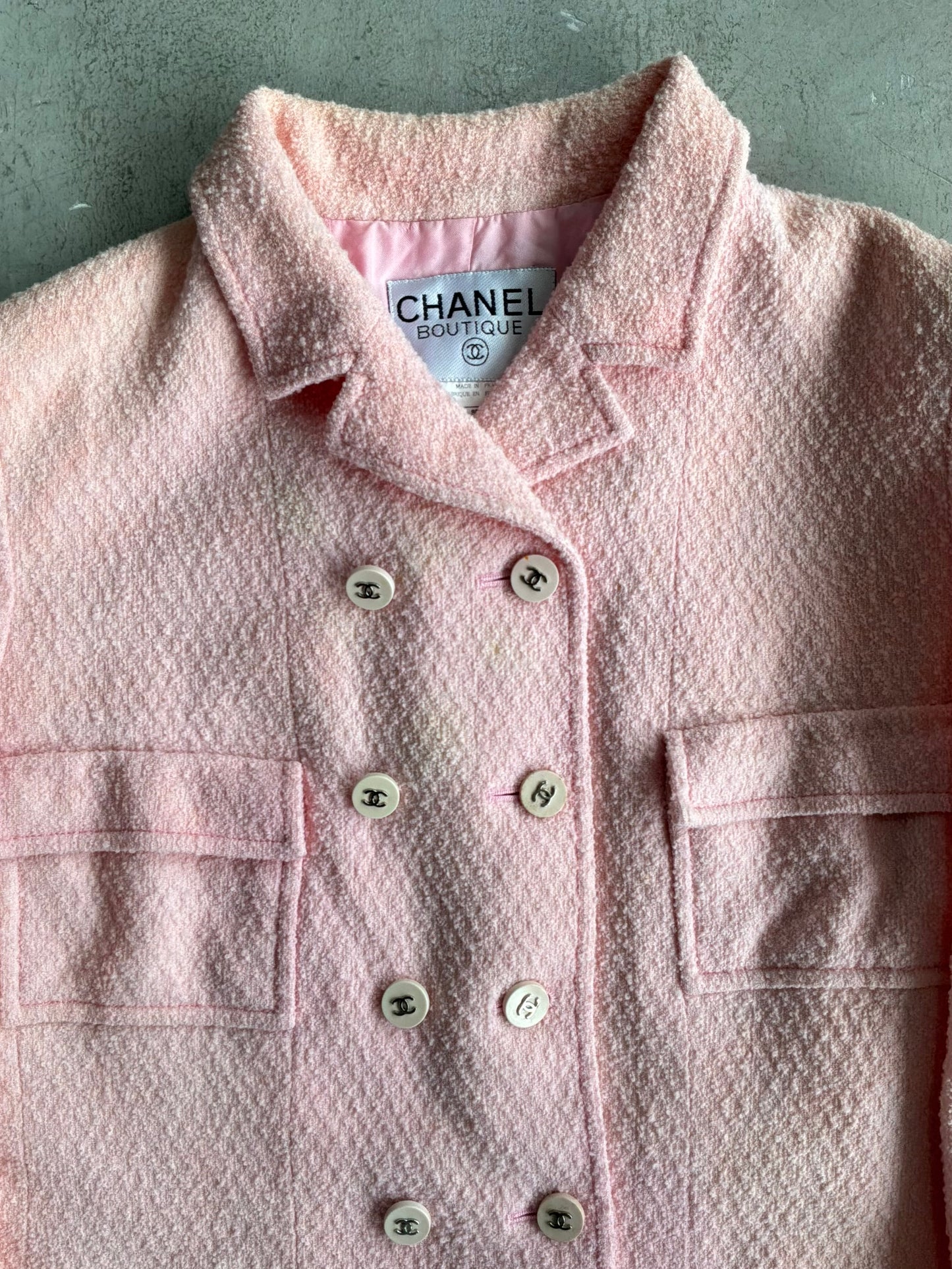 1996 Chanel Tweed Double Breasted Coat