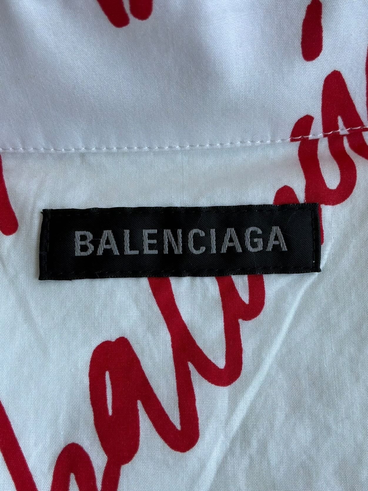 Balenciaga Lipstick Script All Over Print Shirt