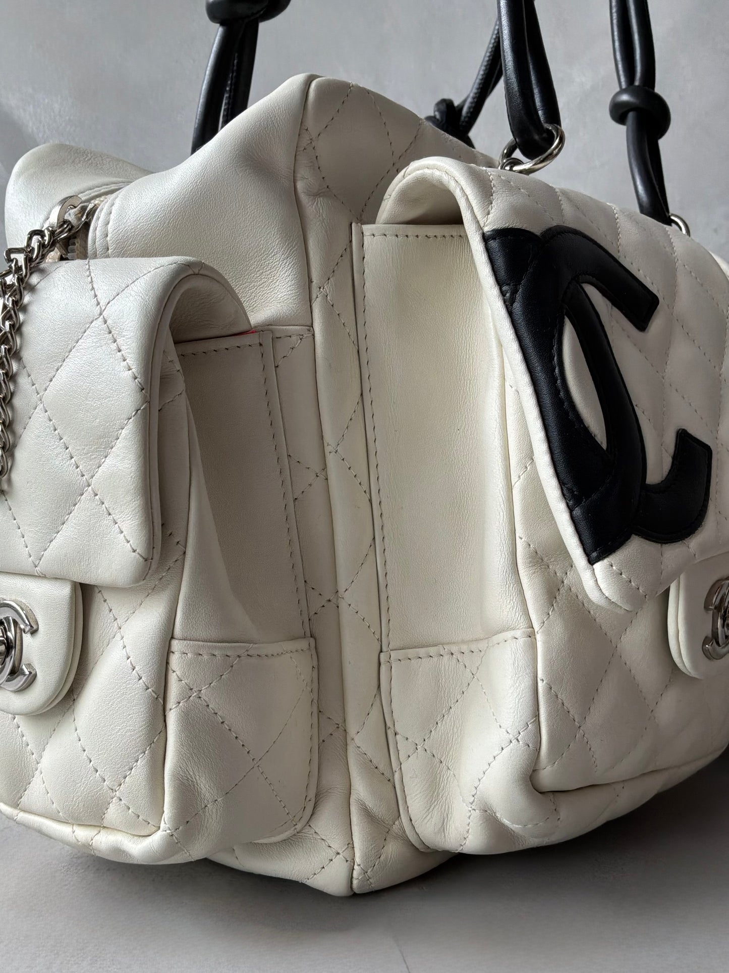 Chanel White Quilted Leather Cambon Ligne Reporter Bag