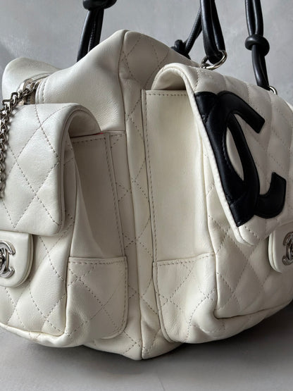 Chanel White Quilted Leather Cambon Ligne Reporter Bag