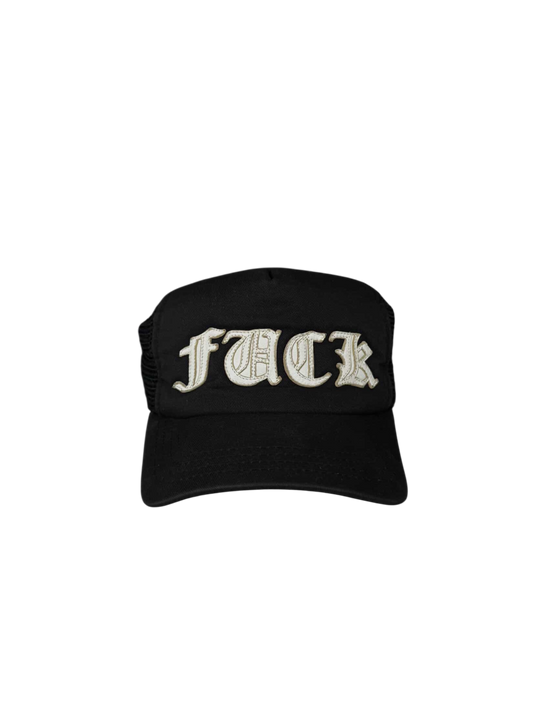 Chrome Hearts Vintage ‘FUCK’ Embroidered Leather Trucker Hat