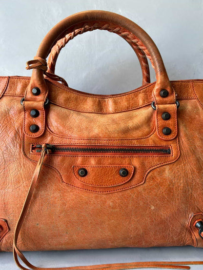 Balenciaga Classic City Orange Lambskin Bag