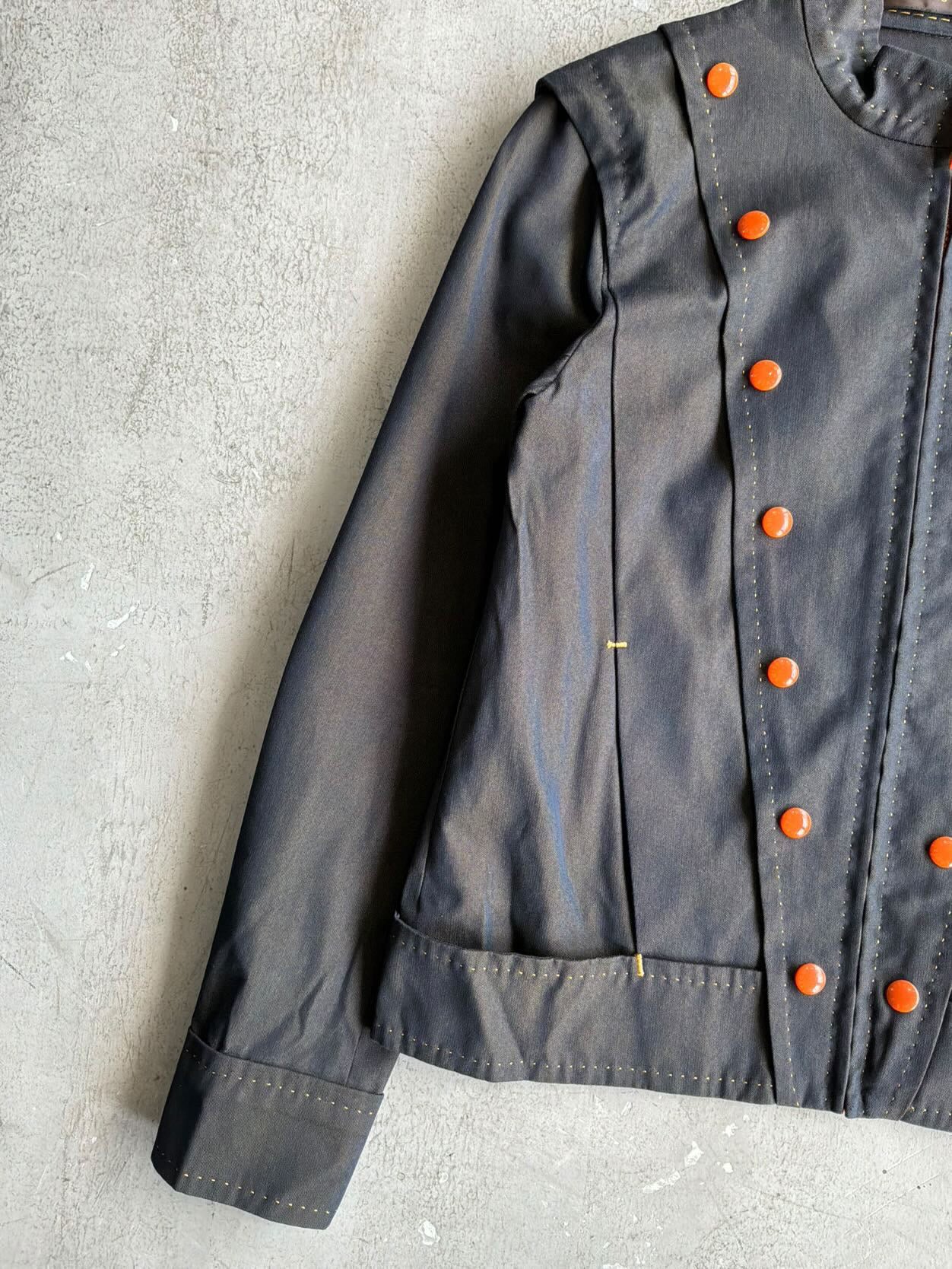 Womens Louis Vuitton Satin Orange Button Jacket