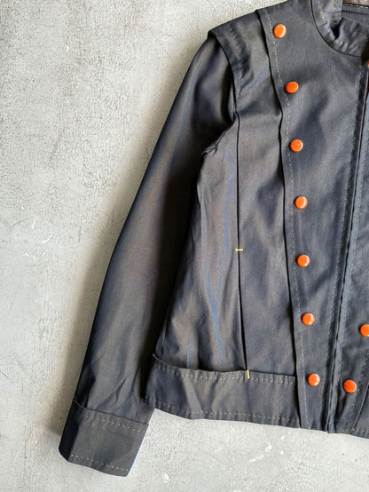 Womens Louis Vuitton Satin Orange Button Jacket