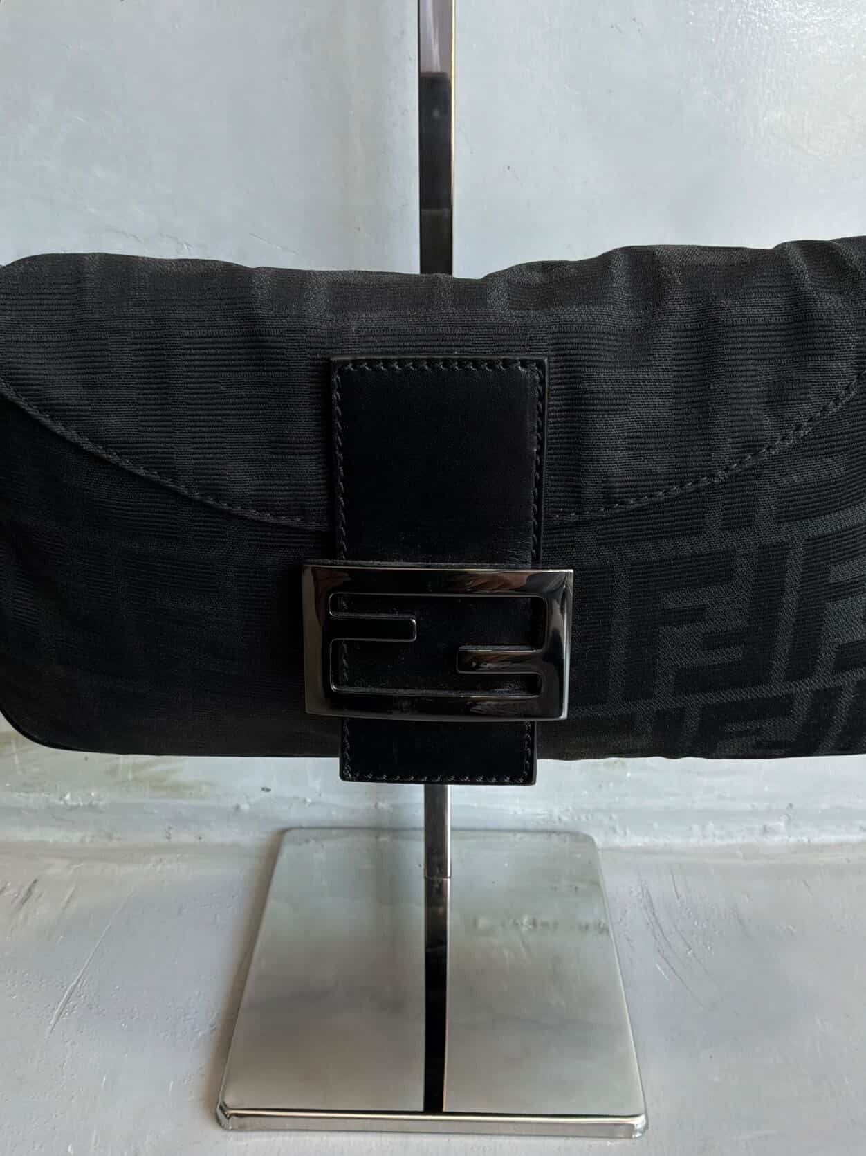 Fendi Black Monogram Baguette Bag
