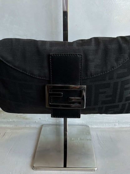 Fendi Black Monogram Baguette Bag