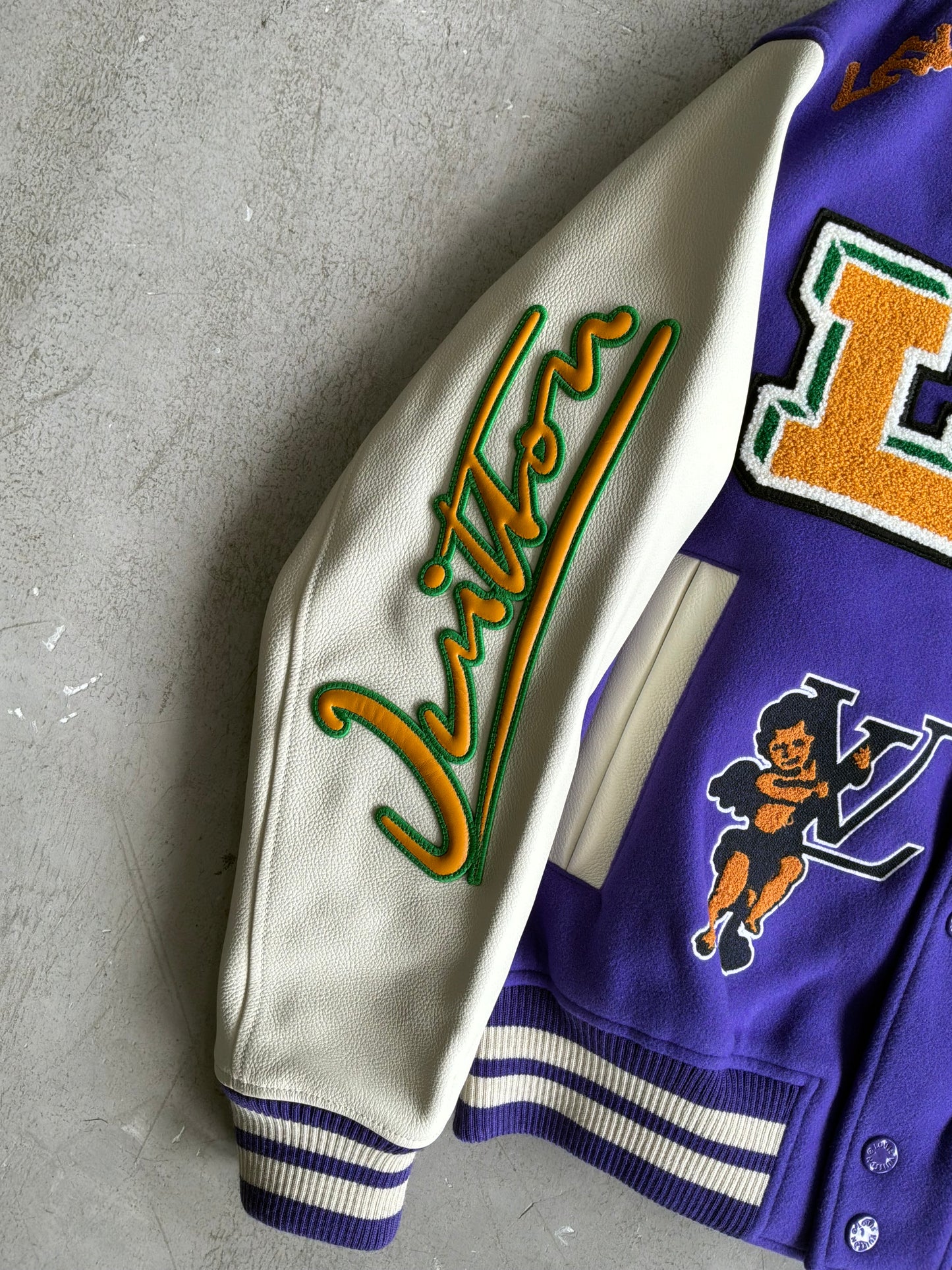 Louis Vuitton Purple Cartoon Patch Varsity Jacket