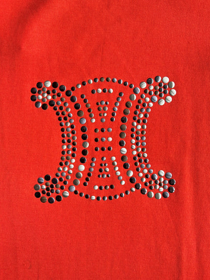 Celine Beaded Logo Orange Blouse