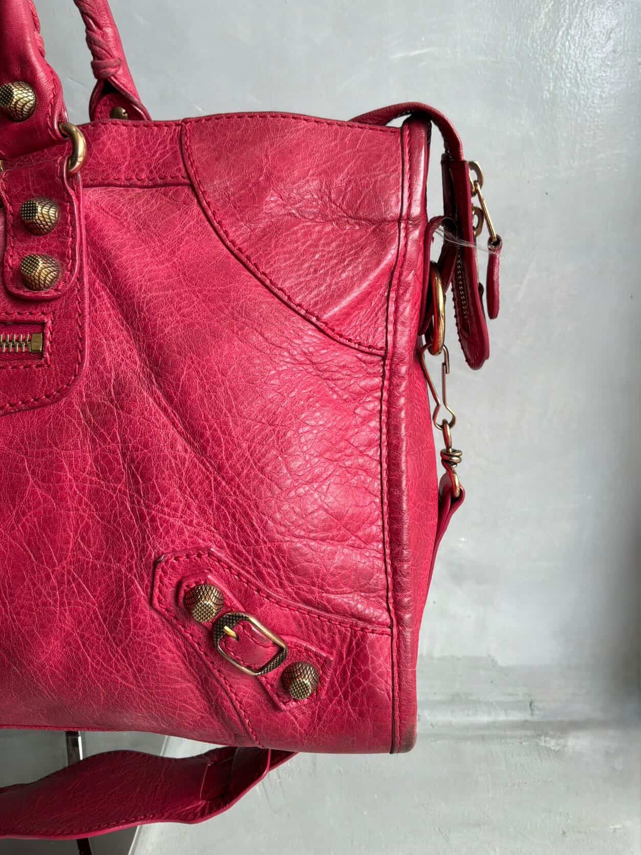 Balenciaga City ‘Part Time’ Red Lambskin Shoulder Bag