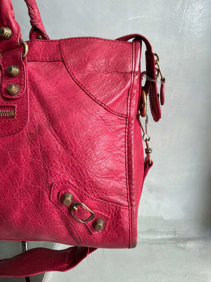 Balenciaga City ‘Part Time’ Red Lambskin Shoulder Bag