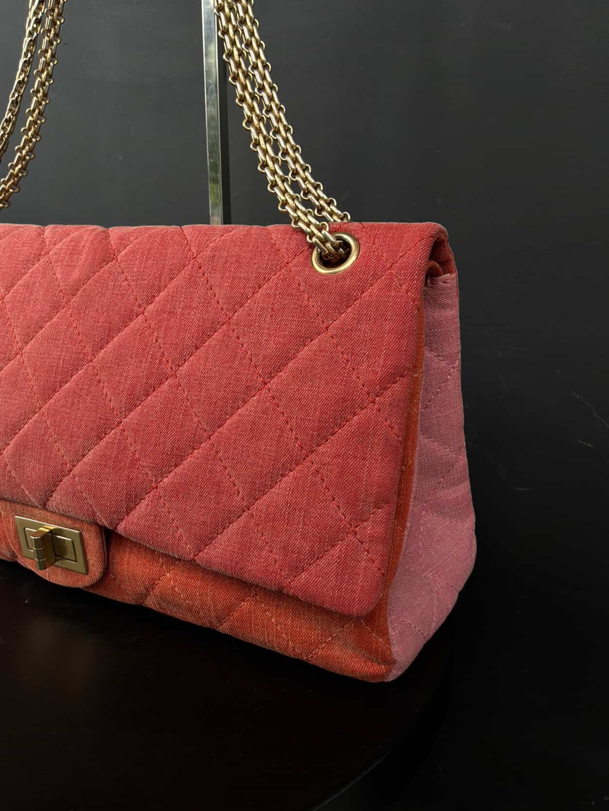 Chanel 2.55 Reissue Tricolor Denim Maxi Double Flap Shoulder Bag