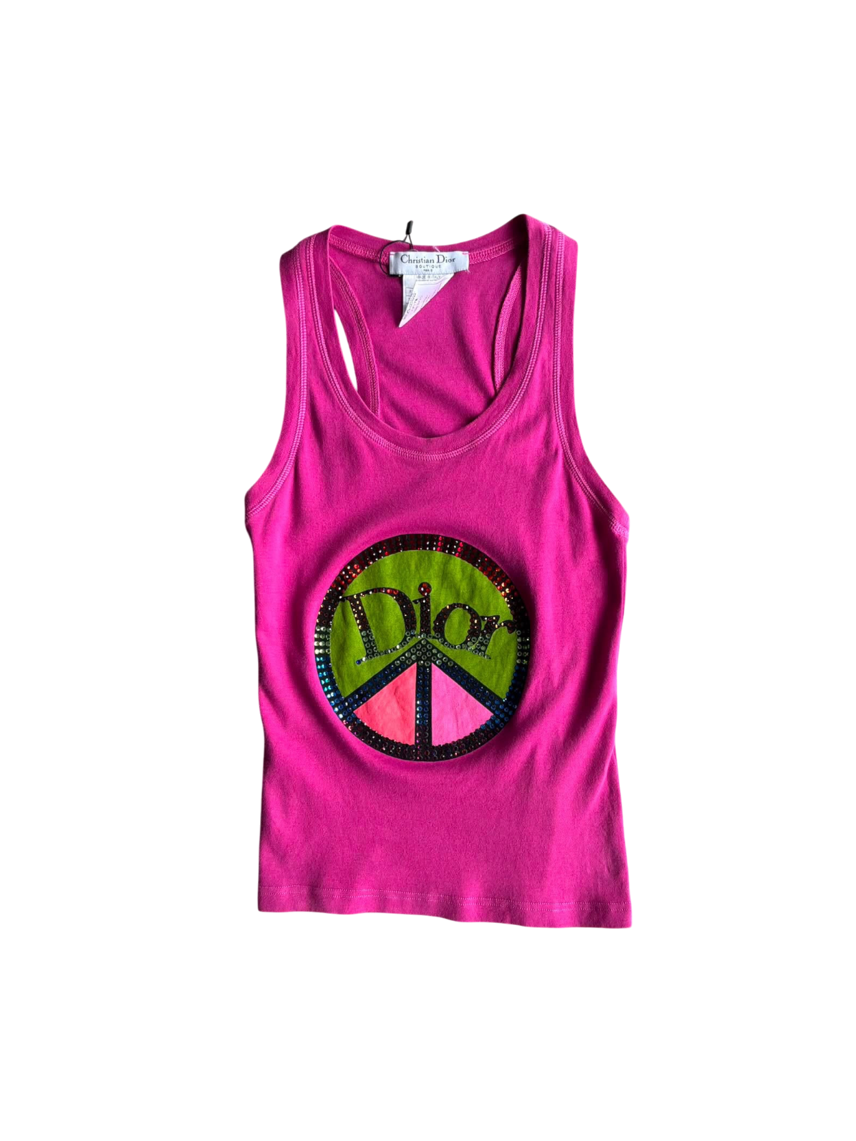 Dior Galliano Era Peace Rhinestones Tanktop