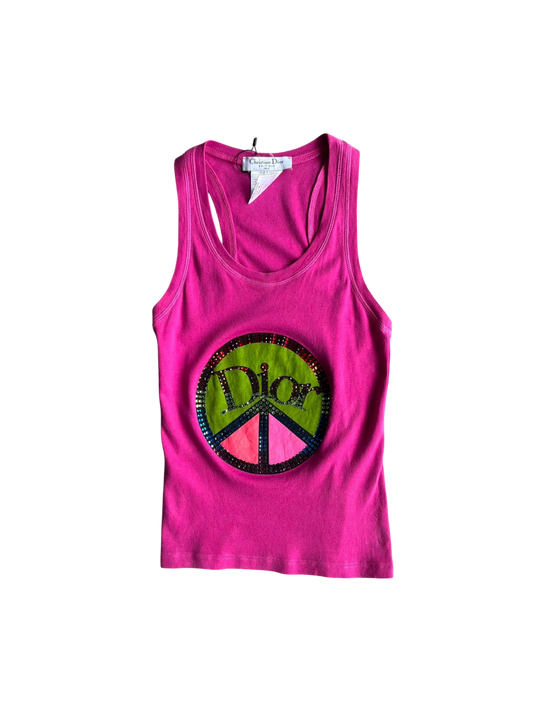 Dior Galliano Era Peace Rhinestones Tanktop