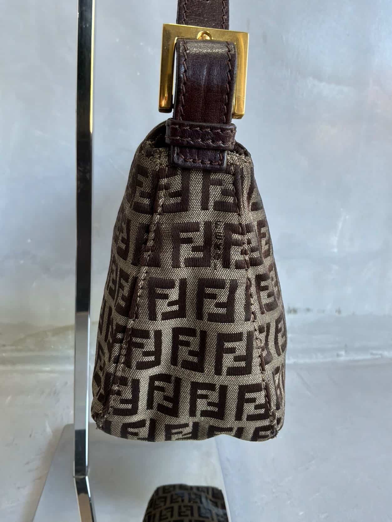Fendi Zucchino Double Flap Baguette Bag
