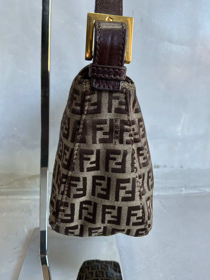 Fendi Zucchino Double Flap Baguette Bag