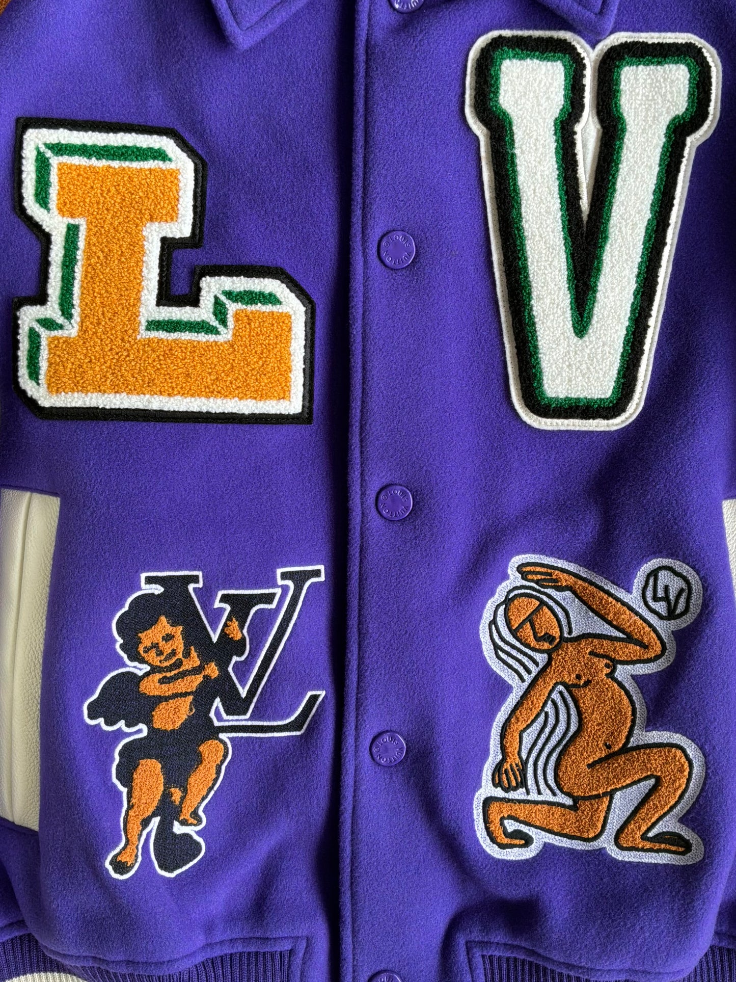 Louis Vuitton Purple Cartoon Patch Varsity Jacket