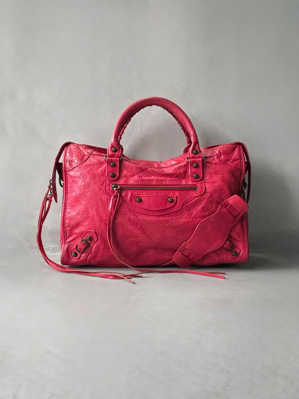 Balenciaga City Red Lambskin Bag