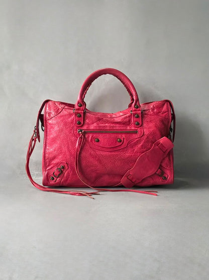 Balenciaga City Red Lambskin Bag