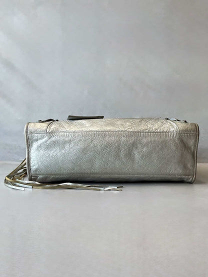 Balenciaga Classic City Metallic Silver Lambskin Bag