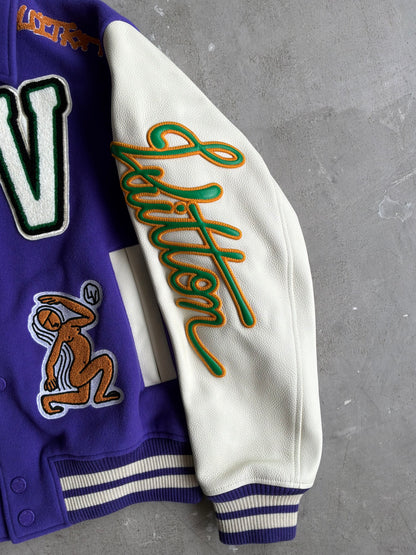 Louis Vuitton Purple Cartoon Patch Varsity Jacket