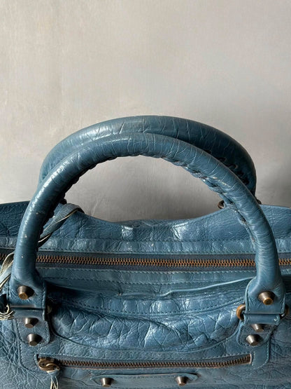 Balenciaga City Blue Lambskin Bag