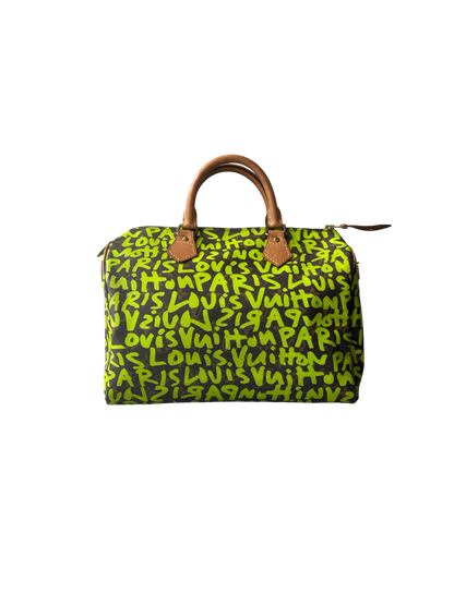 Louis Vuitton x Stephen Sprouse Green Graffiti Speedy 30 Bag