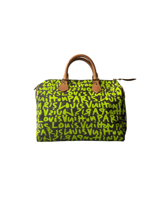 Louis Vuitton x Stephen Sprouse Green Graffiti Speedy 30 Bag