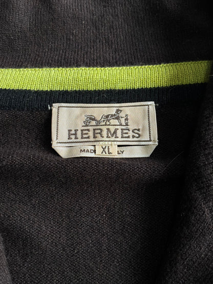 Hermes Brown Wool Quarter Zip Crewneck