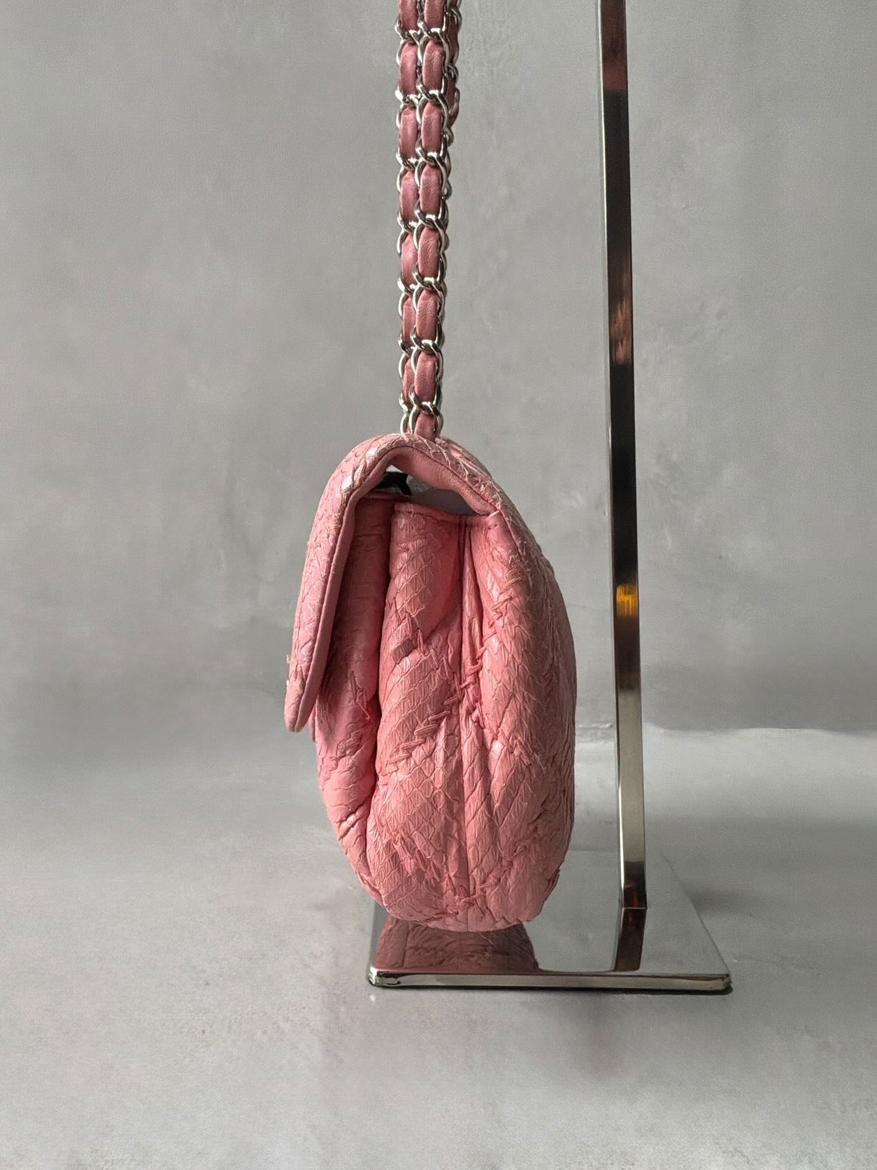 Chanel Python Skin Pink Flap Bag
