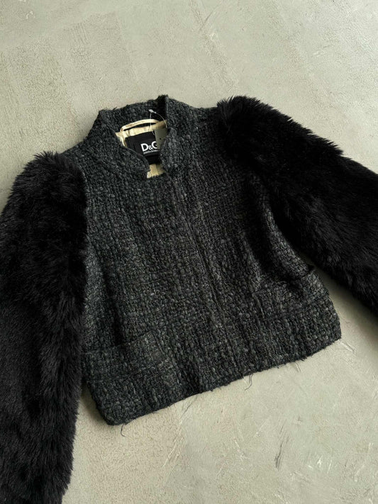 Archived D&G Tweed Fur Cropped Jacket
