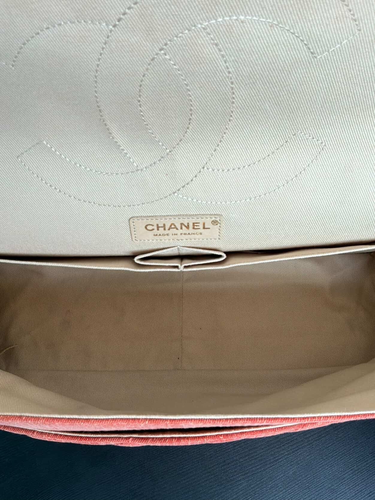 Chanel 2.55 Reissue Tricolor Denim Maxi Double Flap Shoulder Bag