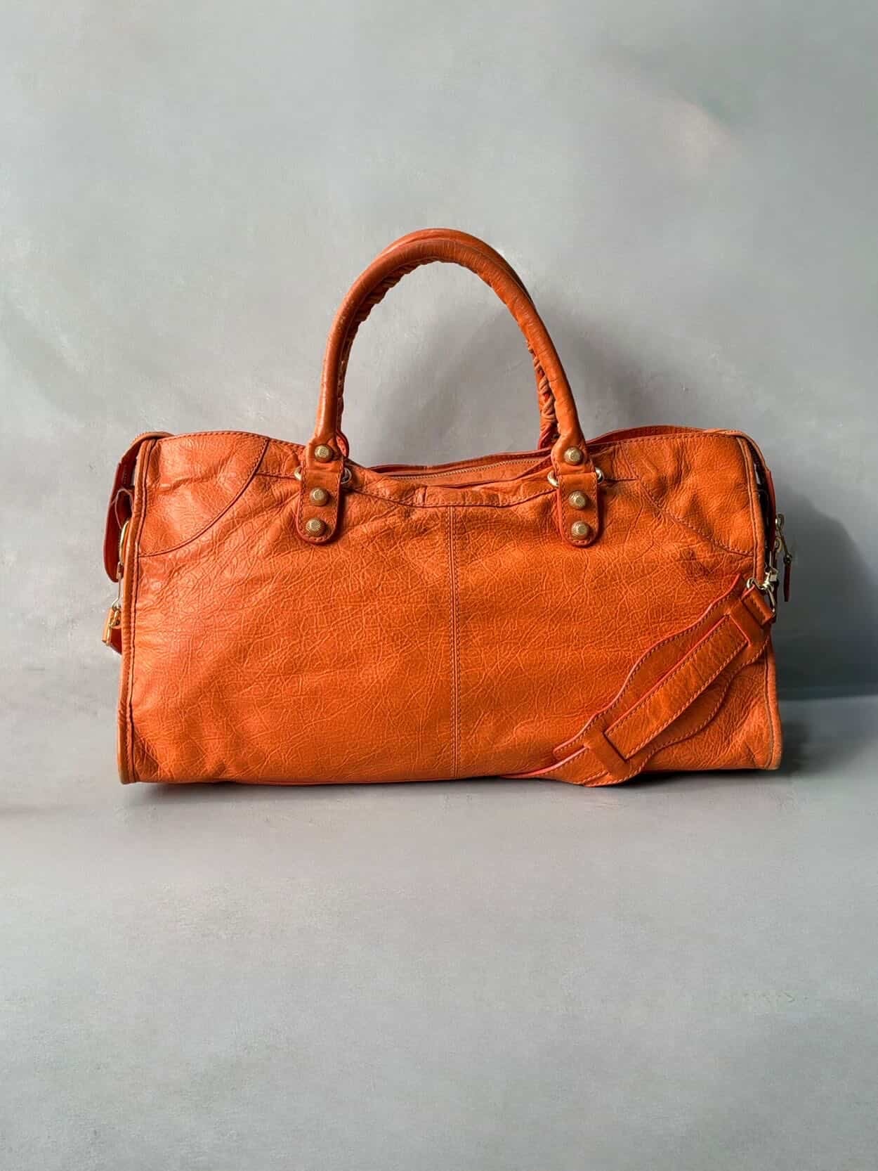 Balenciaga City Part Time Giant 12 Orange Lambskin Bag