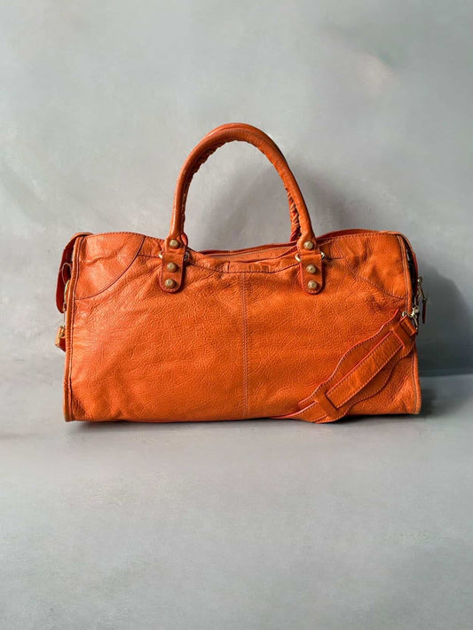 Balenciaga City Part Time Giant 12 Orange Lambskin Bag