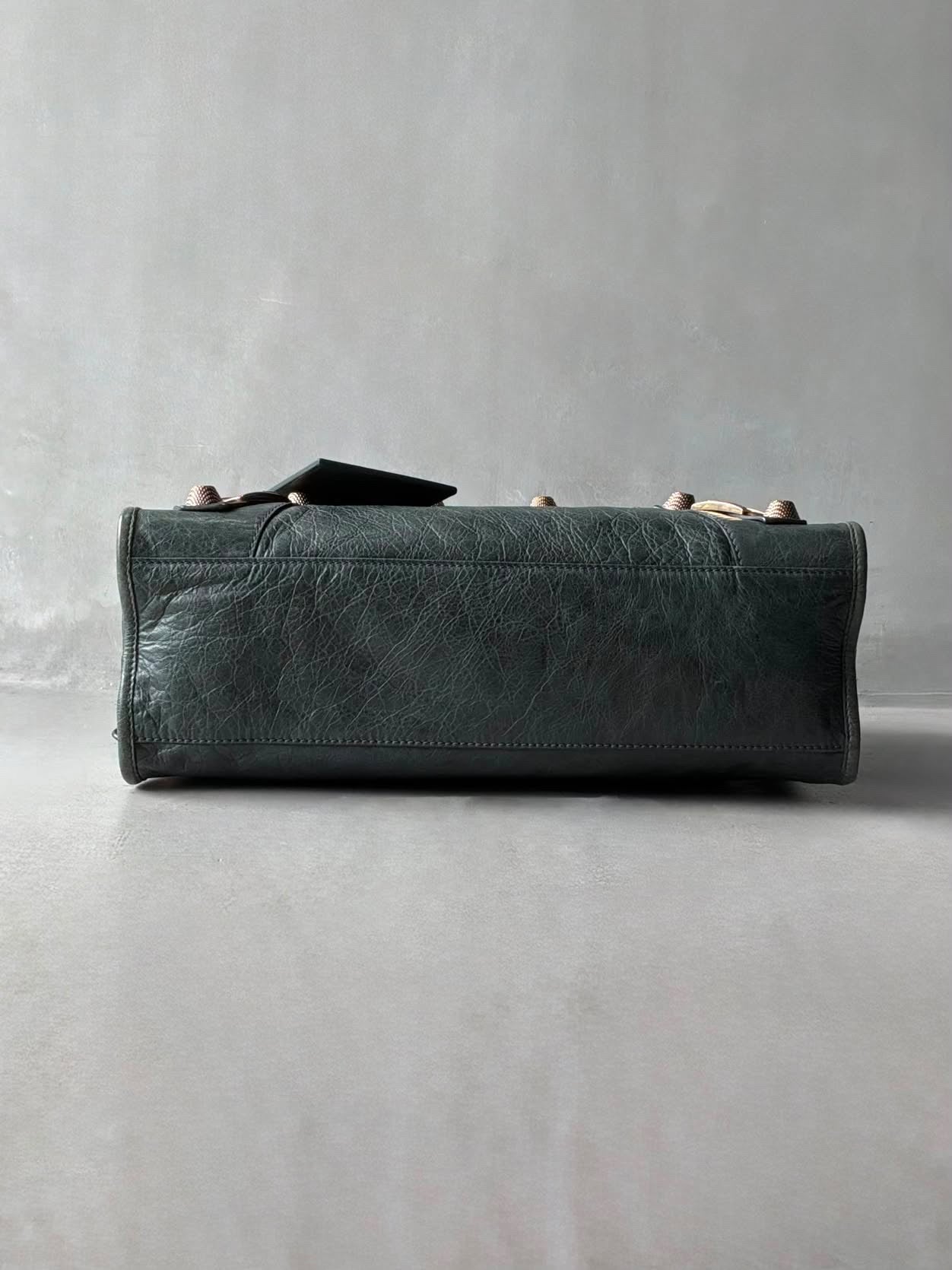 Balenciaga City Giant 21 Dark Green Lamb Skin Bag