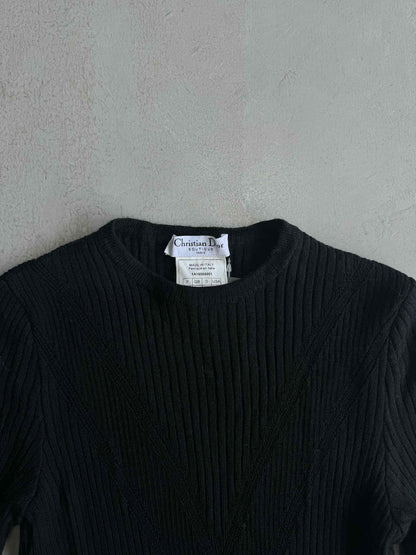 Christian Dior Short Sleeve Navy Blue Sweater