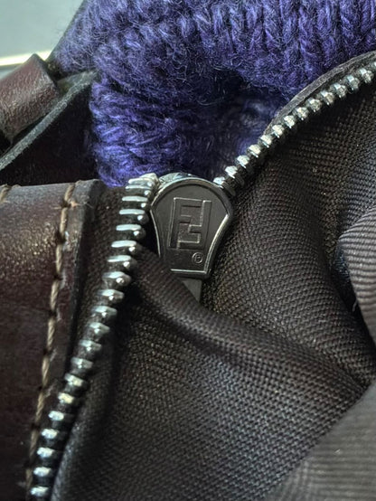 Fendi Wool Knit Wood Baguette Bag