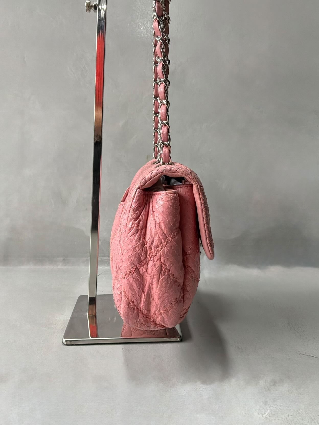 Chanel Python Skin Pink Flap Bag