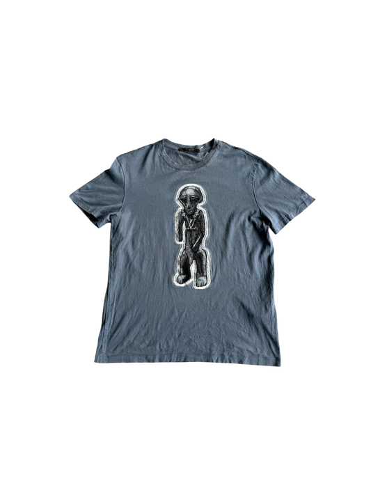 Louis Vuitton Stone Blue Cotton Zulu Statue tee