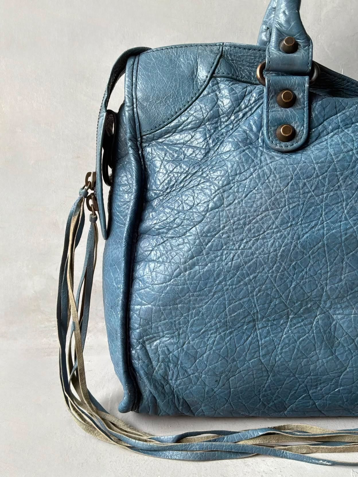 Balenciaga City Blue Lambskin Bag