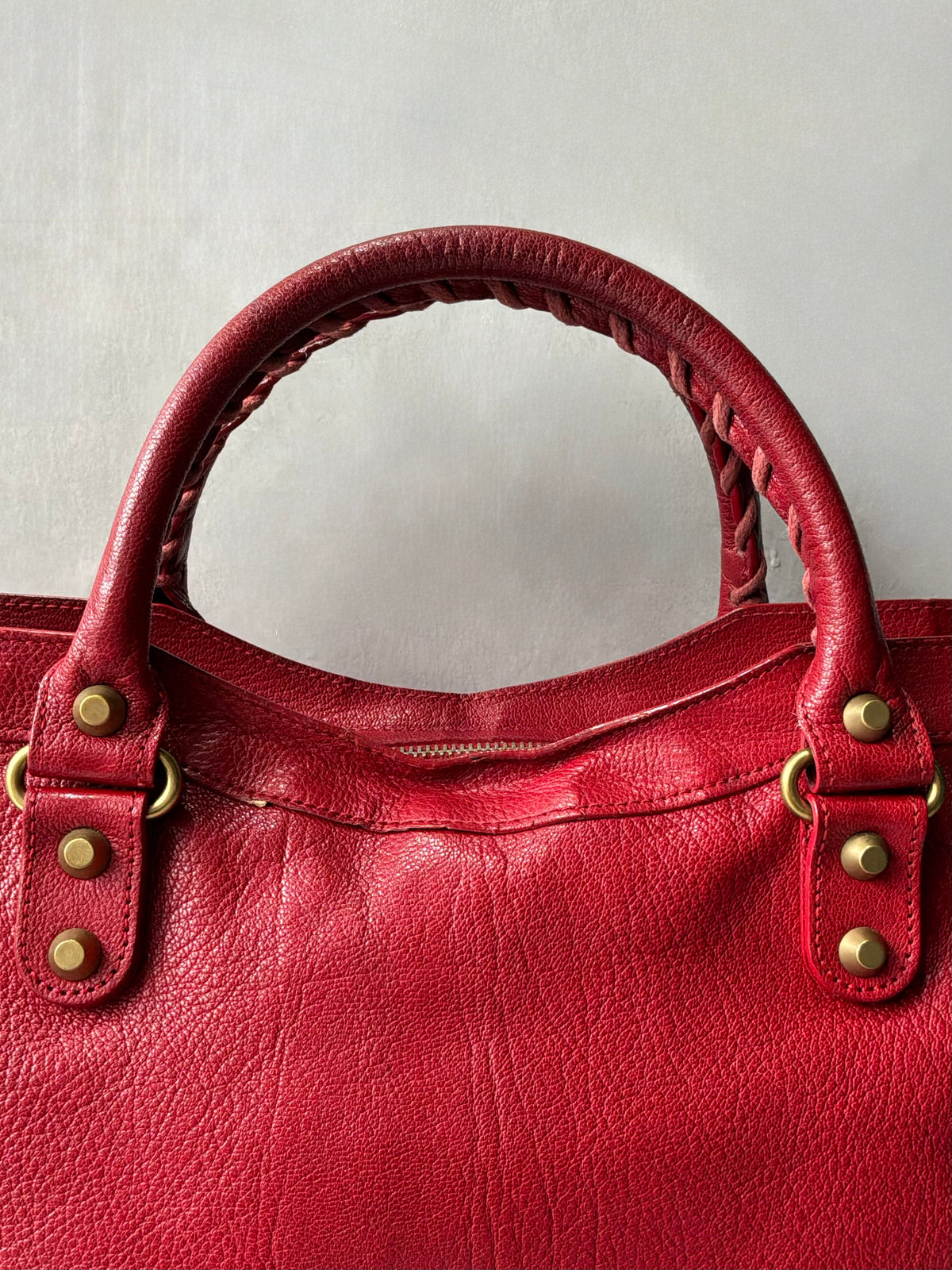Balenciaga Classic City Red on Gold Lambskin Bag