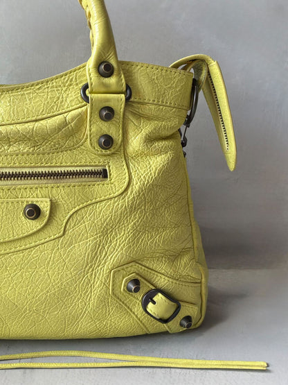 Balenciaga City ‘Town’  Lime Lambskin Bag
