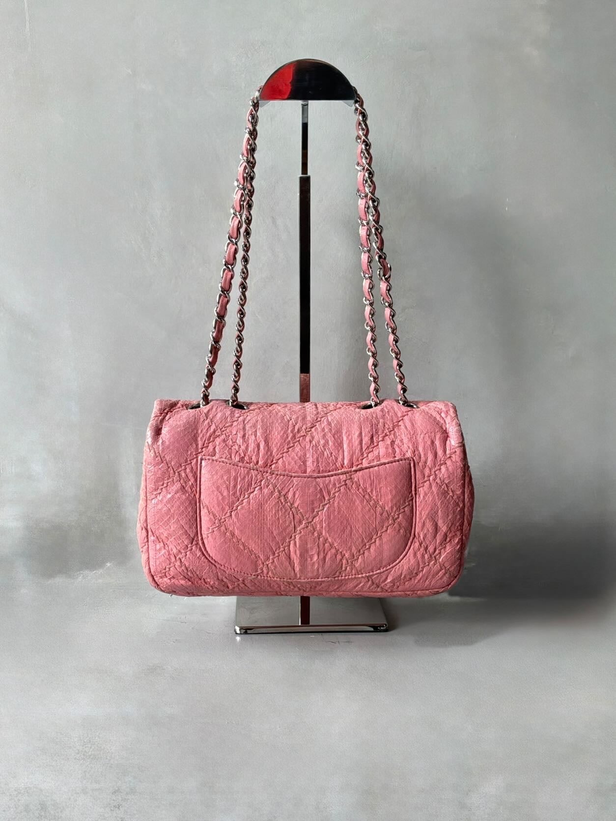 Chanel Python Skin Pink Flap Bag