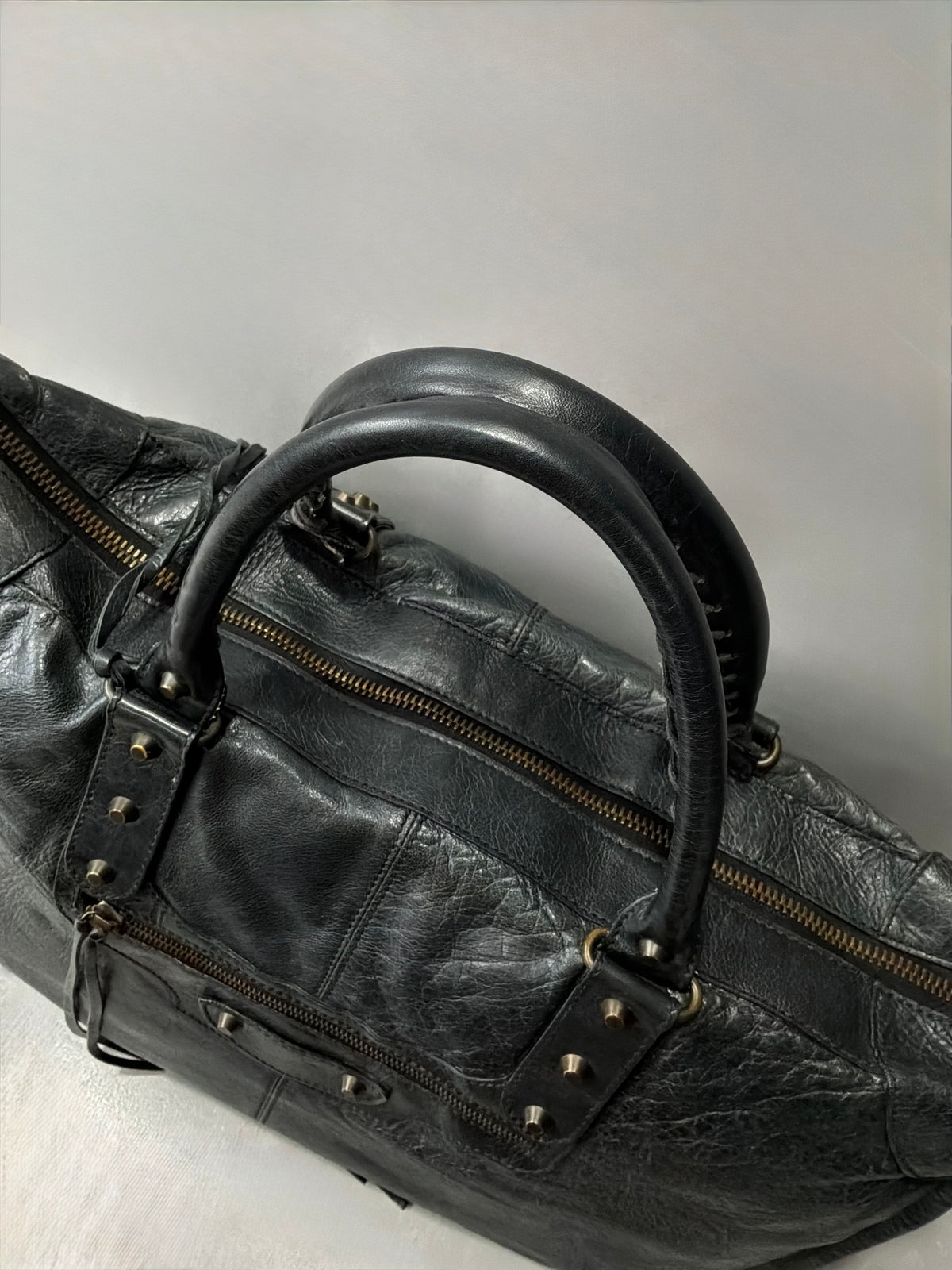Balenciaga XL Weekender Black on Brass Lambskin Bag