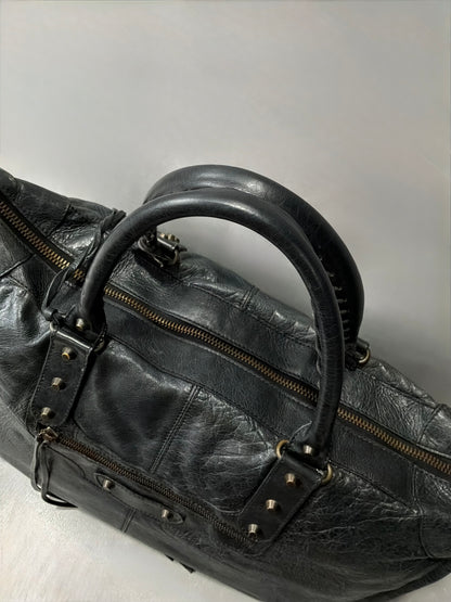 Balenciaga XL Weekender Black on Brass Lambskin Bag