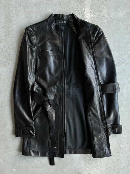 90’s Gucci Tom Ford Era Belted Trench Leather Jacket