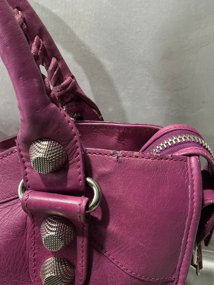 Balenciaga Classic City  Pink on Silver Giant 21 Lambskin Bag